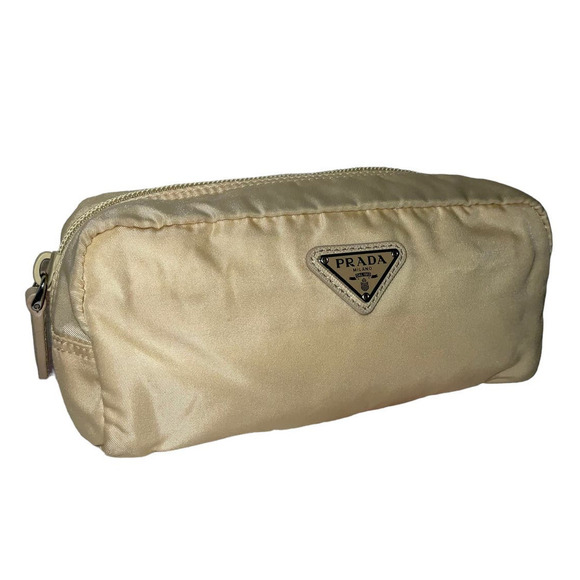 Prada Cosmetic Pouch Bag  Cream Nylon - Picture 2 of 15